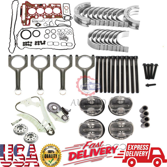 N20 Engine Rebuild Kit - Connecting Rod Pistons Rings Timing Chain Kit for BMW