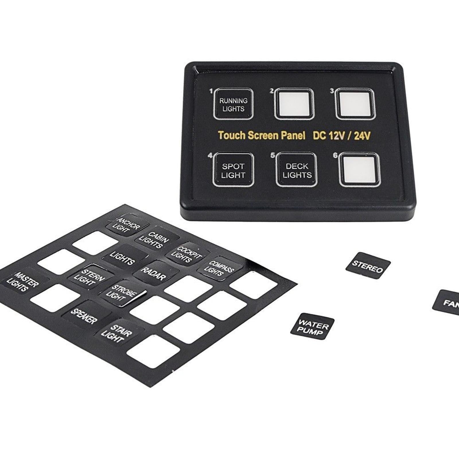 6 Gang LED Capacitive Switch Panel Touch Control Panel Box for Car Marine Boat E