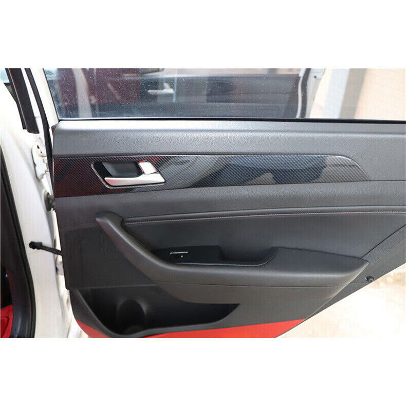 for Hyundai Sonata 2015-2019 Carbon Fiber Inner Door Bowl Panel Strip Cover Trim