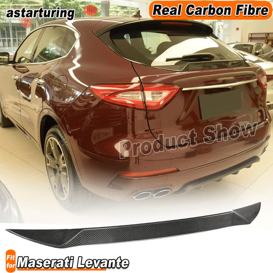 for Maserati for Levante SUV 2016-17 REAL Carbon Rear Trunk Middle Spoiler Wing Lip