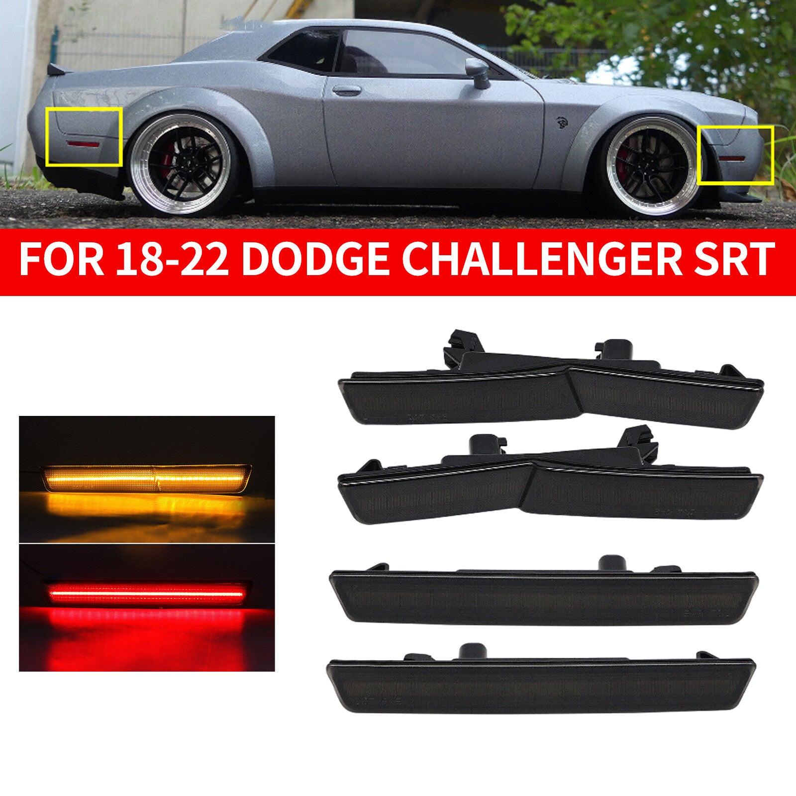 Front and rear side smoke marker lights are suitable for 18-22 for Dodge for Challenger SRT widebody RT