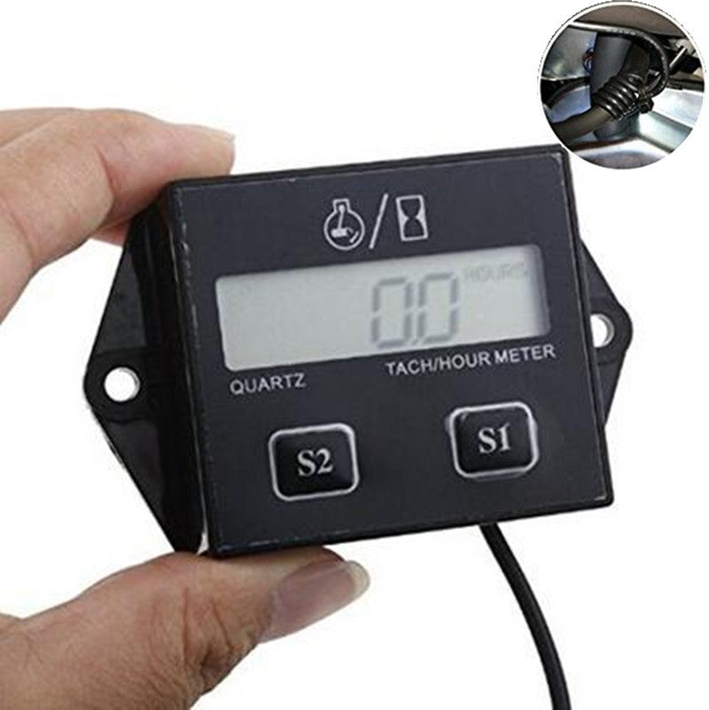 Racing Motorcycle ATV Digital Engine Tach Tachometer Hour Meter Inductive Gauge