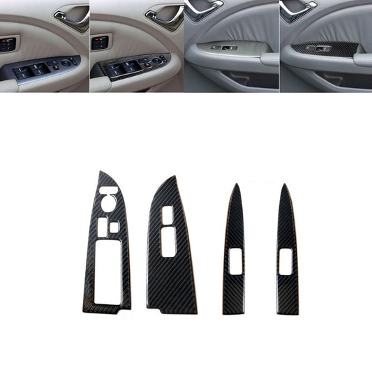 4x Carbon Fiber Window Lift Switch Panel Cover Trim for Honda Odyssey 2005-2010