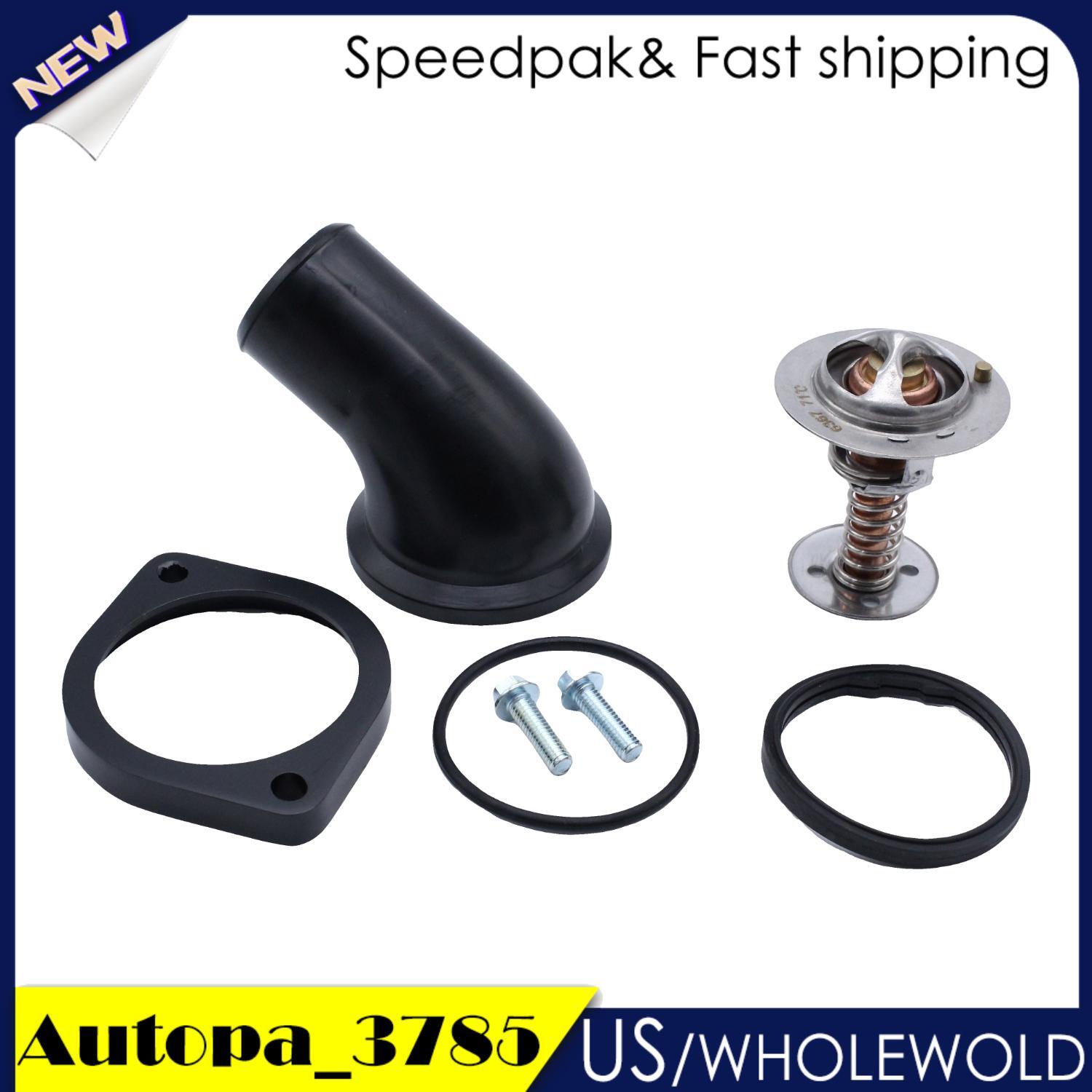Aluminum 45 Degree Swivel Water Neck Housing W/ Thermostat Fit For LS1 LS2 Black