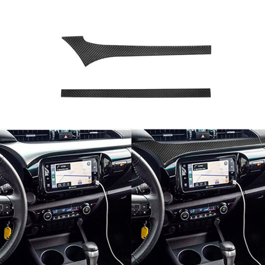 2X Carbon Fiber Above Of Navigation Cover Trim for Toyota Hilux 2015-2021