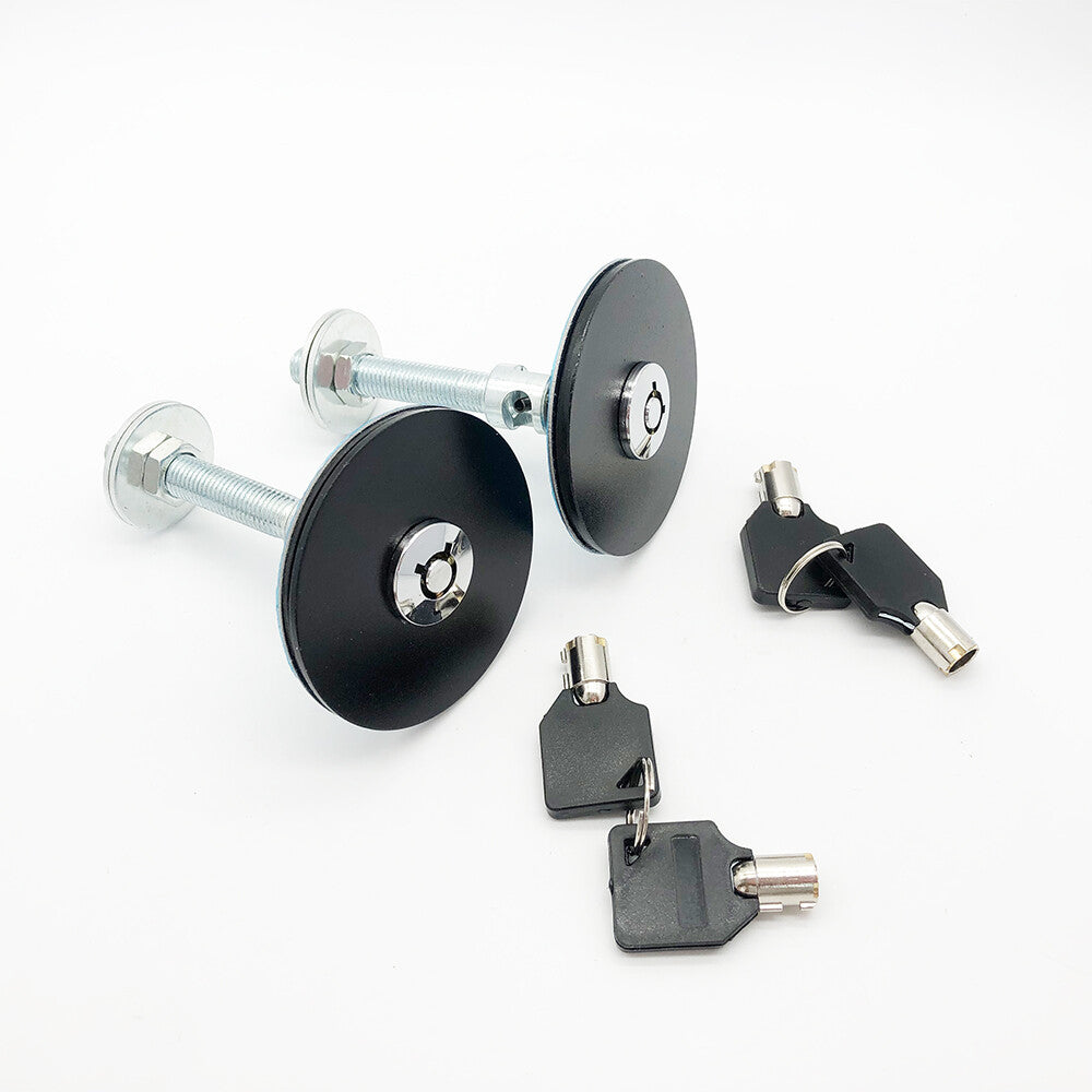 Mount Bonnet Racing Security Hood Pins Latch Kit Lock W/Keys JDM Black