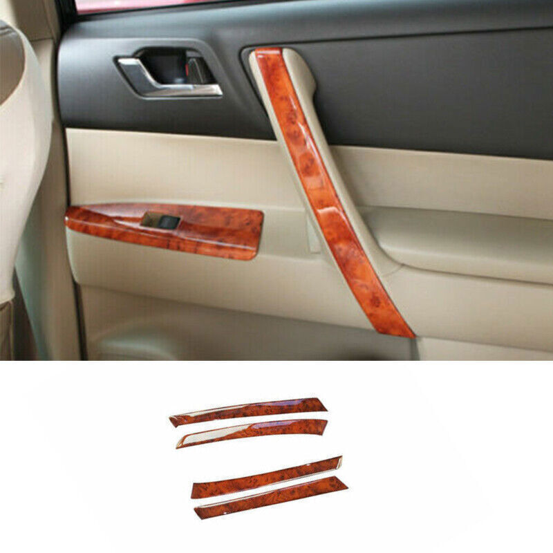 for Toyota Highlander 2008-13 4P Peach Wood Grain Inner Door Armrest Strip Trim