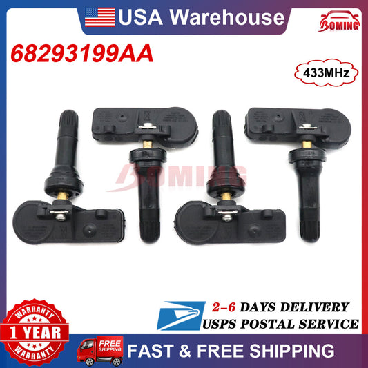 4-Piece TPMS Tire Pressure Monitoring Sensors for 2019-2022 for Dodge for Ram 1500 DT 68293199AA