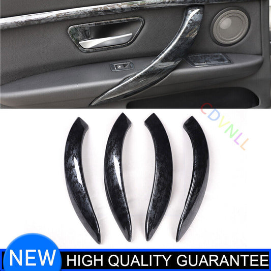 for BMW 3 Series 2014-2018 Black Wood Grain Interior Door Armrest Strip Trim 4P