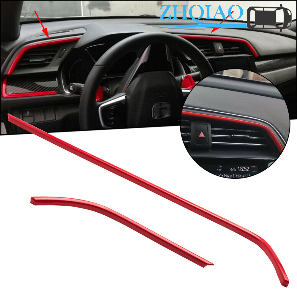 Red ABS Auto Car Air Outlet Frame Cover Trim for Honda for Civic 10th 2016-2019