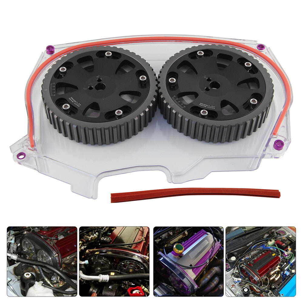 Clear Timing Belt Cover + Cam Gear for Mitsubishi Lancer EVO 4 5 6 7 8 4G63 2.0L