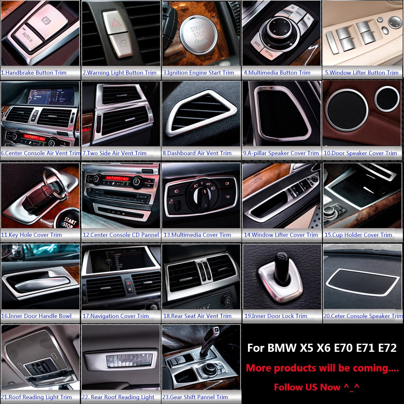 for BMW 5 X1 X5 X6 E70 E71 E84 E60 Car Warning Light Switch Button Cover Sticker
