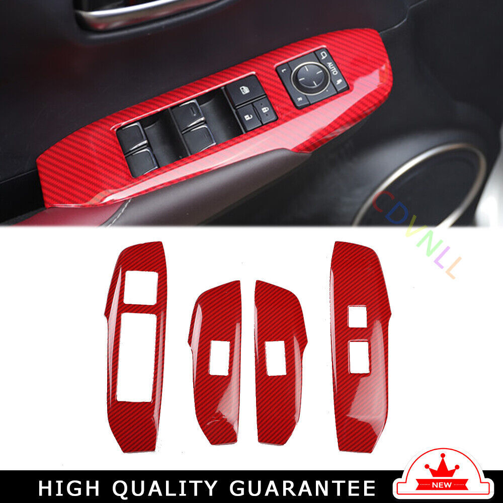 Glass Window Lifting Lock Panel Trim Fit for Lexus NX 2015-2020 Red Carbon Fiber