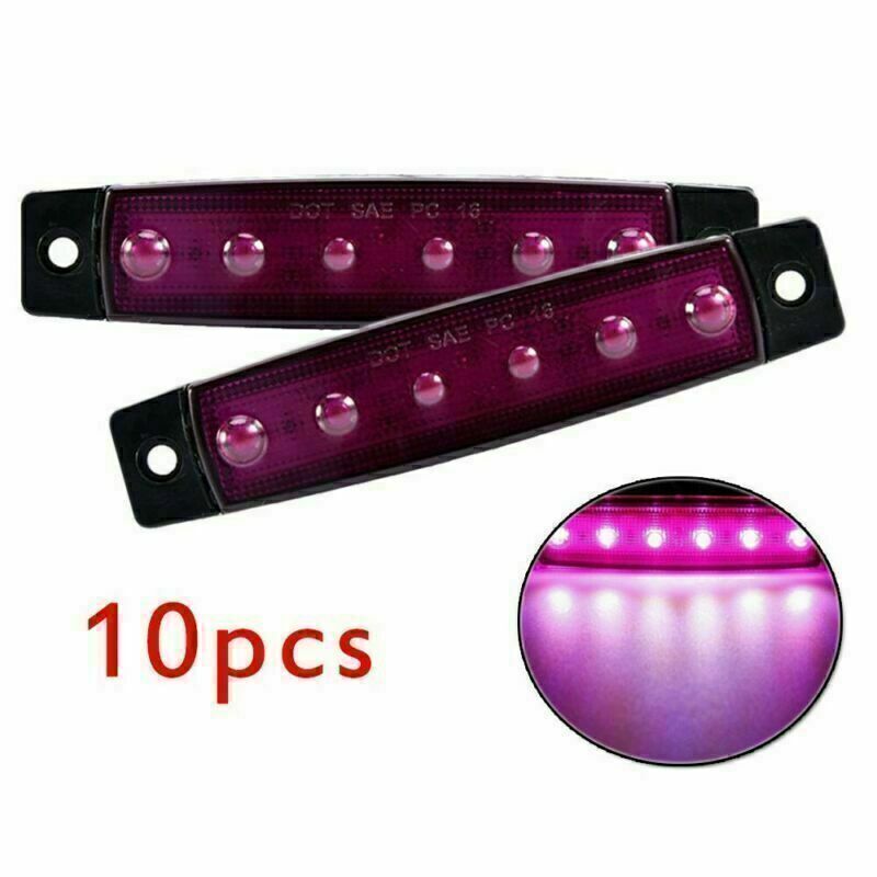20Pcs 6-LED Oblong Boat Truck Trailer Lorry Side Marker Indicators Lights Purple