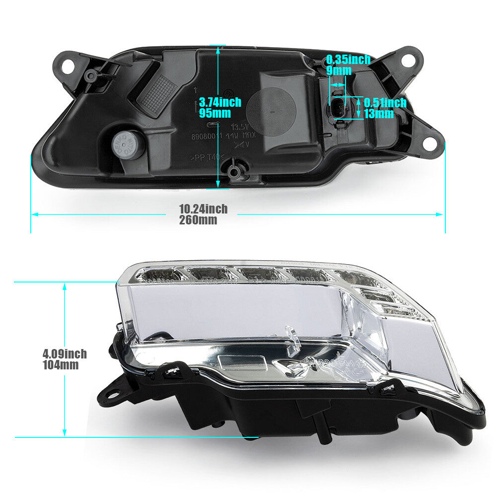 The left daytime running light is applicable to for Mercedes-Benz E350, E550 (2010-2016), and E63 AMG (2010-15).