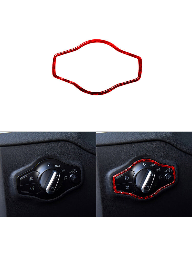 for Audi Q5 2009-2017 Carbon Fiber Headlight Control Knob Trim Red