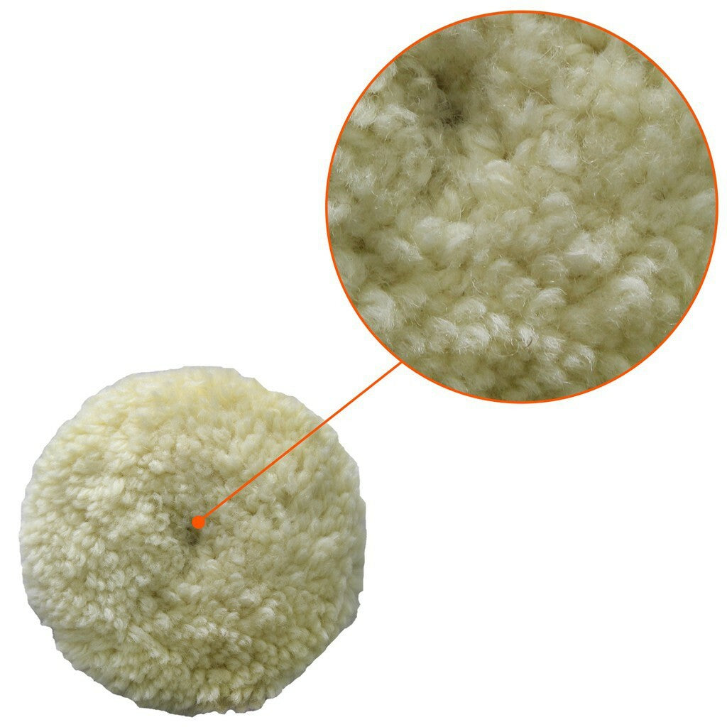 Polishing Pad Kit 4-inch 4-piece Natural Wool Hook and Loop Handle Cleaning