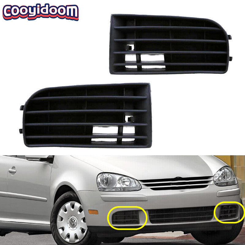 A pair of front bumper lower fog light grille covers for Volkswagen for Golf Rabbit 2004-2009 models.