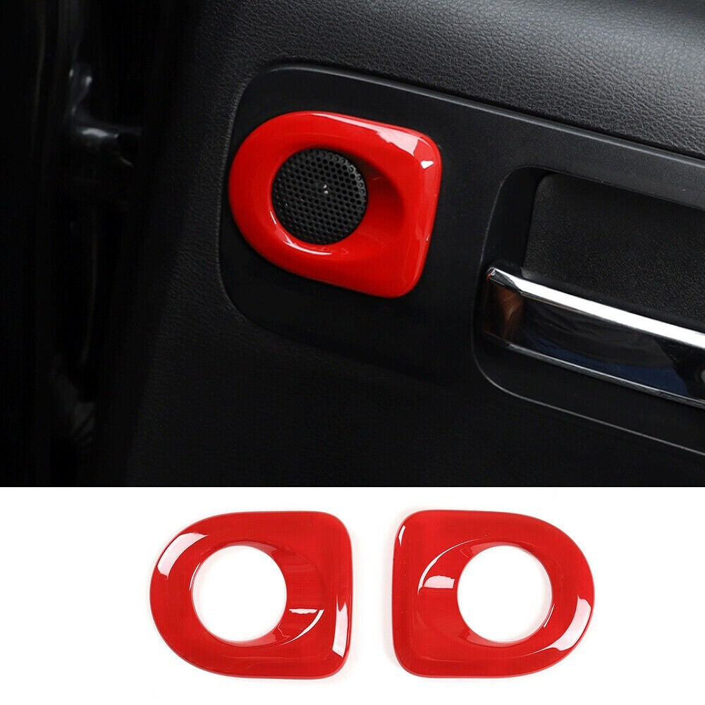 Red ABS Car Rear Door Audio Speaker Ring Cover For T@yota Tundr@ Sequoia 2007-21