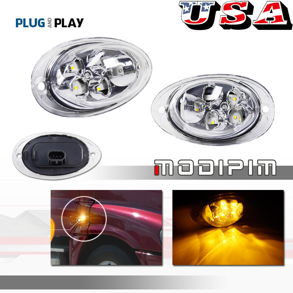 Transparent lens cab-side marking turn signal light kit for Freightliner Cascadia 08-17