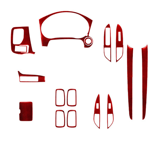 15X Red Carbon Fiber Dashboard & Door Cover for Mitsubishi Outlander 2014-2016