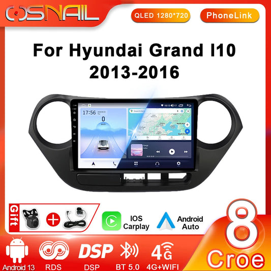 Android Auto Car Radio for Hyundai Grand i10 13-18 Video Player Navi Stereo GPS