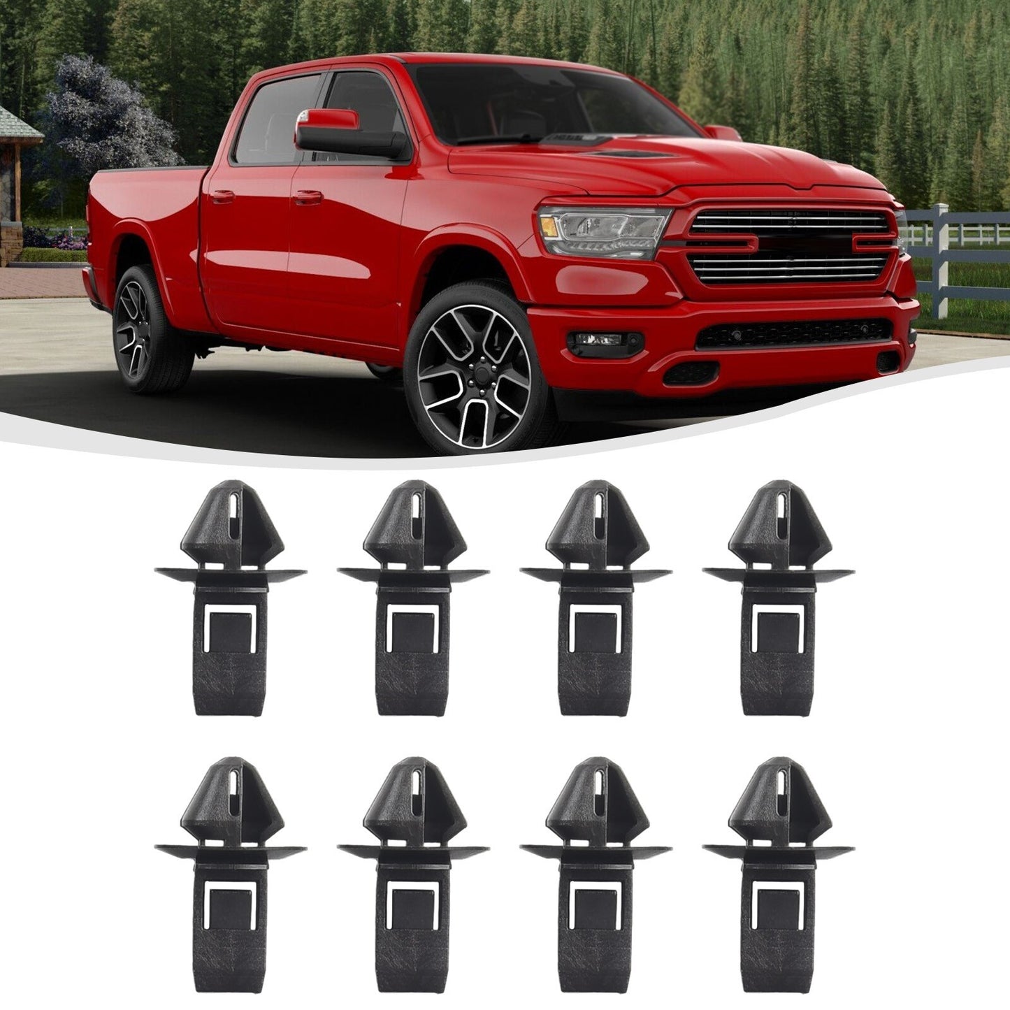 8PCS Grille Moulding Clips Fit 2013-2020 for Ram 1500 2500 3500 4500 5500,Black