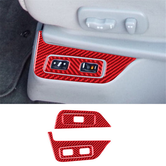 Red 4Pcs for Seat Heating Button Trim Cover Carbon Fiber for Nissan Quest 2004-2006