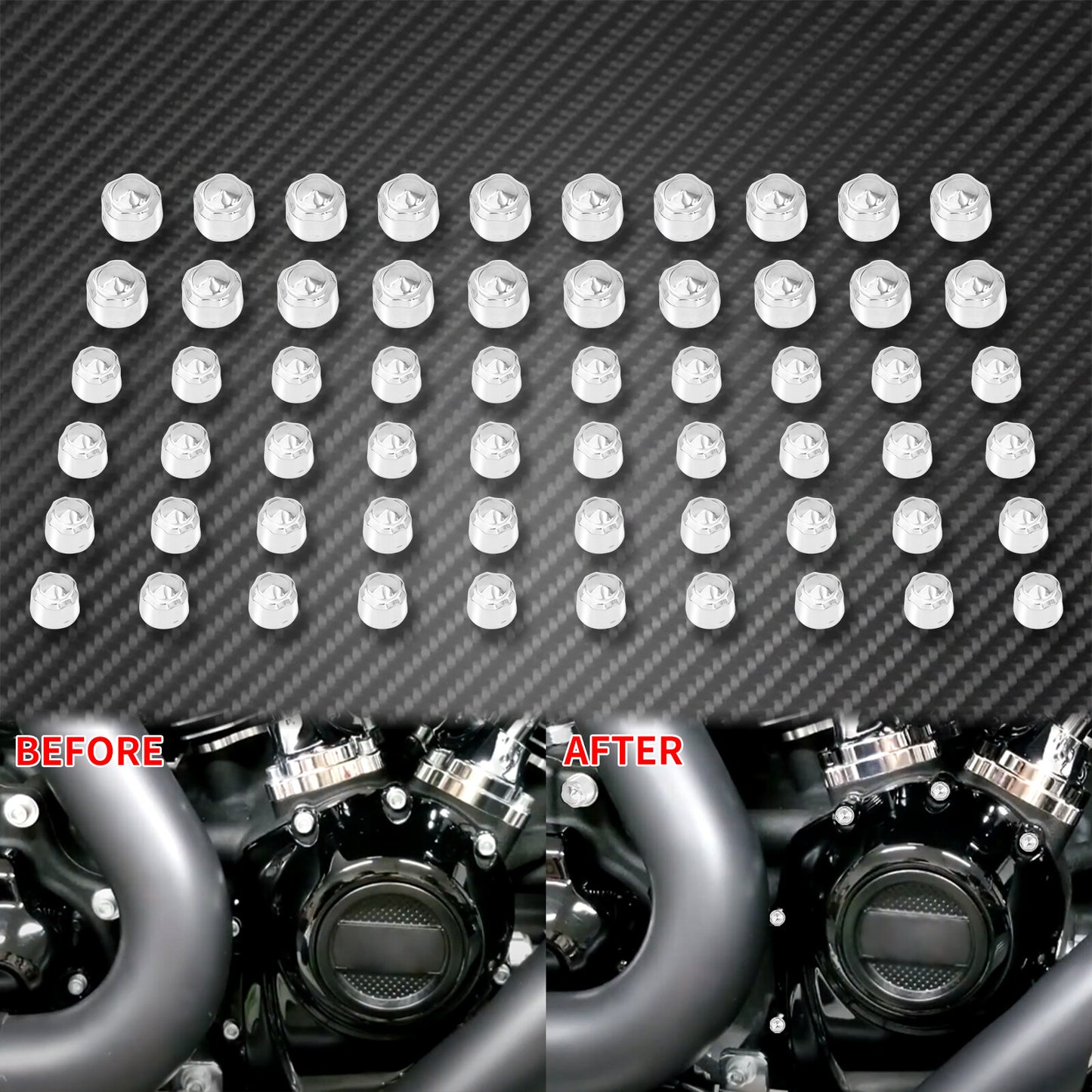 60pc Plastic Engine Kaps Bolt Covers Cap Fit for Harley M8 Touring Softail 18-23