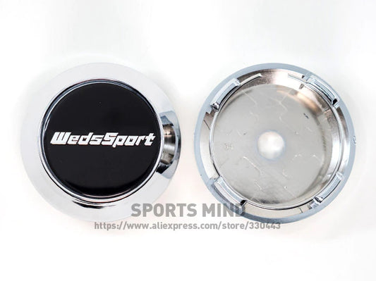 4x64mm WedsSport Black Chrome Wheel Center Caps, Hub Caps, Rim Caps, Decals, Logos