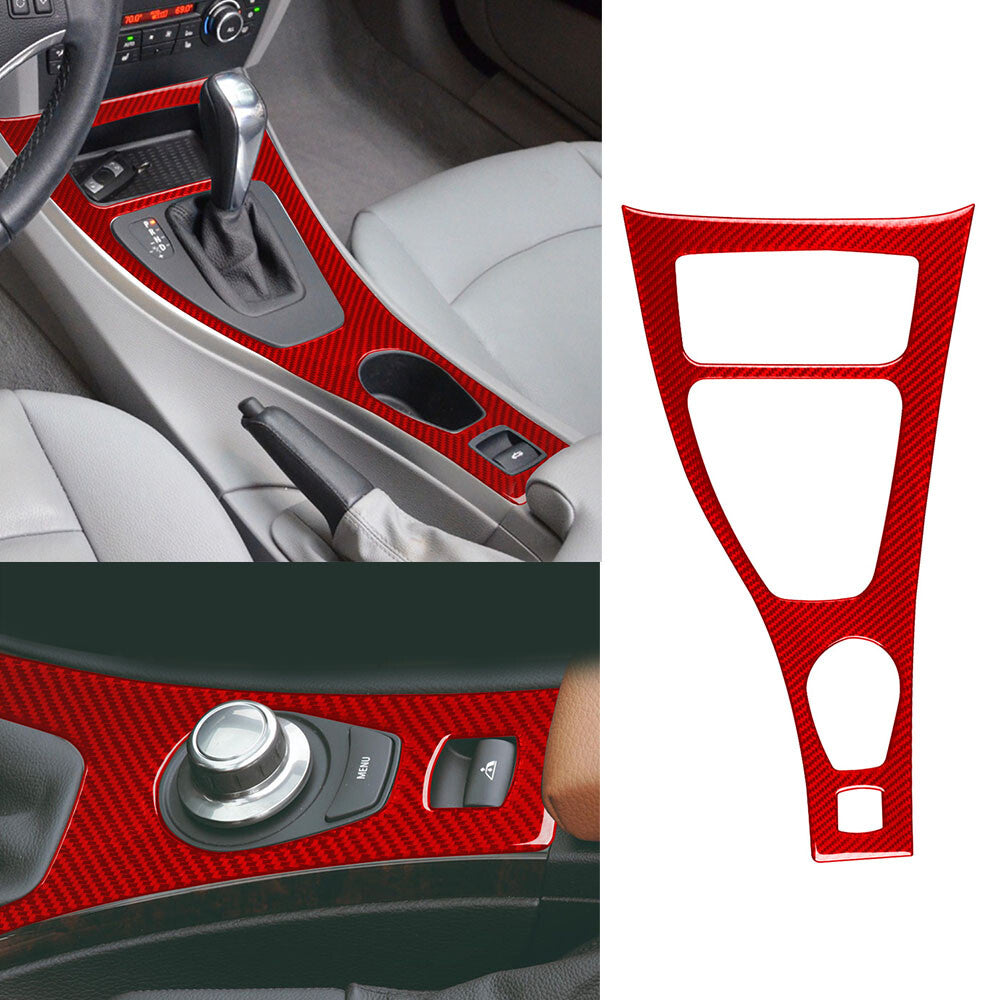 for BMW E93 M3 2007-13 Red Carbon Fiber Central Control Gear Shift Panel Cover C