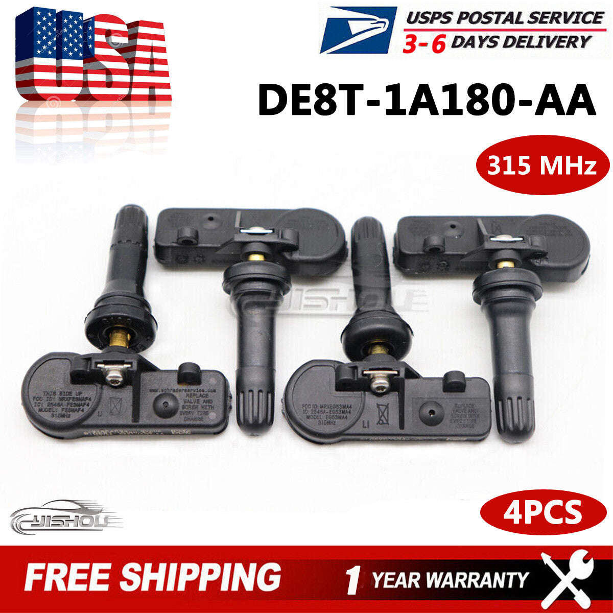 DE8T-1A180-AA 4pcs NEW Tire Pressure Sensor TPMS TPMS for Ford Motorcraft 315Mhz