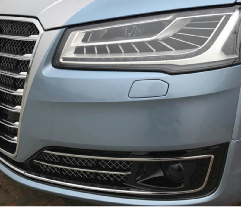 for Audi for A8 A8L D5 2015-17 Front Grille Fog Light Grill Lamp Cover W/Chrome Trim