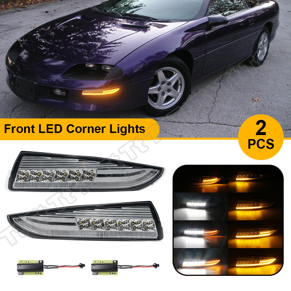 Dynamic front bumper LED turn signal parking lights (DRL) for 93-02 for Chevrolet Camaro