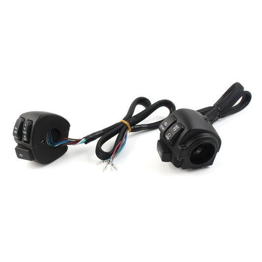 Black Motorcycle Handlebar Control Switches+Wiring Harness for Harley Dyna Vrod