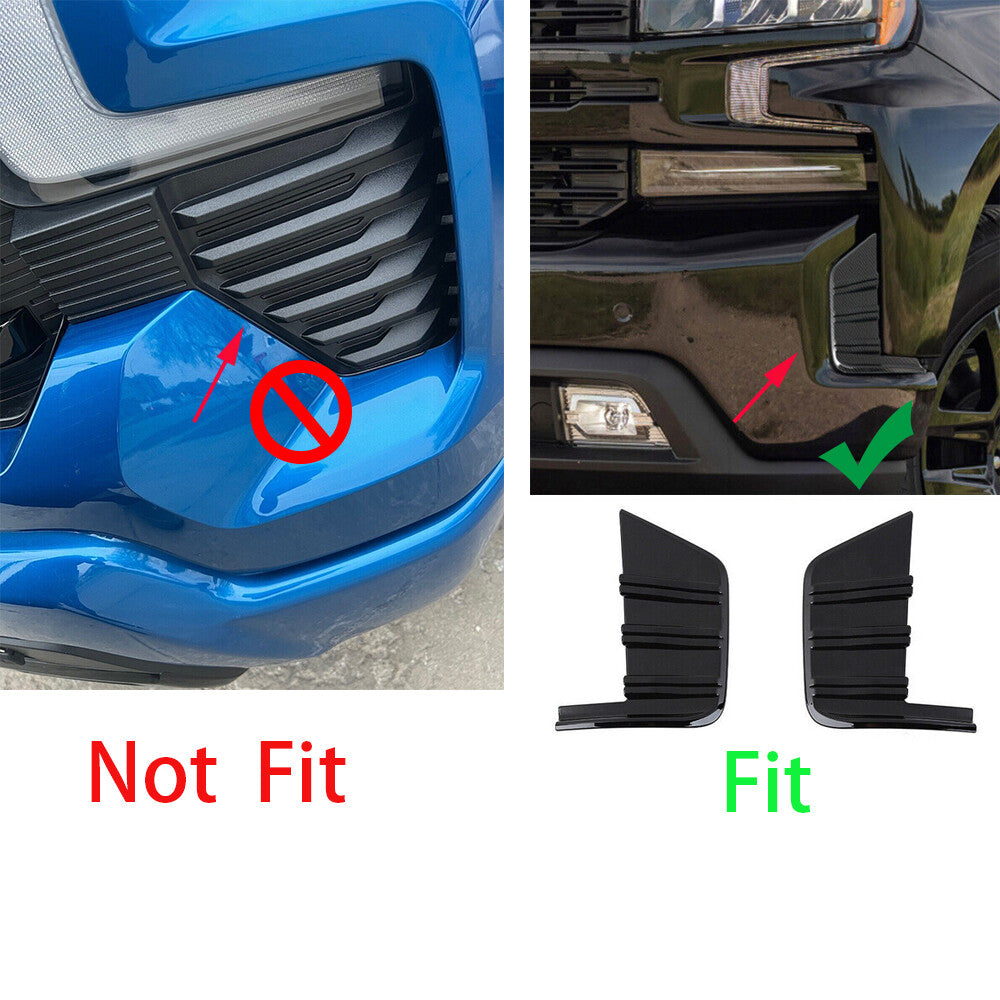 for Chevrolet Silverado 1500 2019+ Front Bumper Side Panel Trim ABS Carbon Fiber