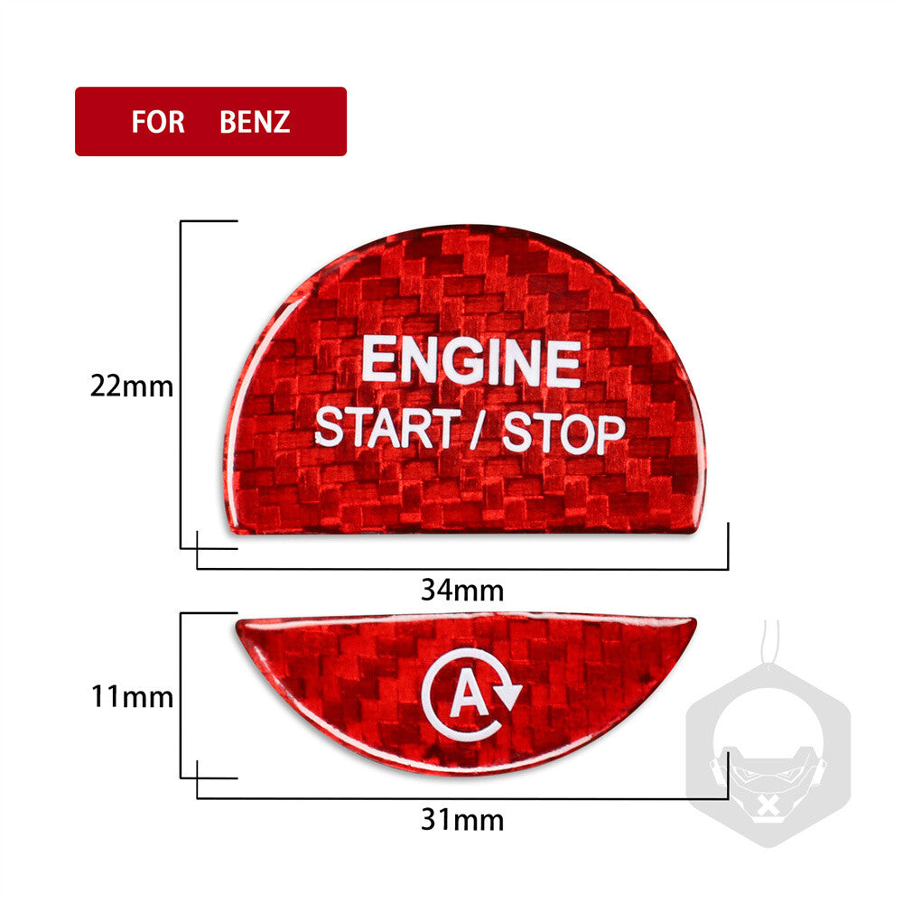 for Benz C S Class W206 W223 2022+Red Carbon Fiber Engine Start Stop Button Trim