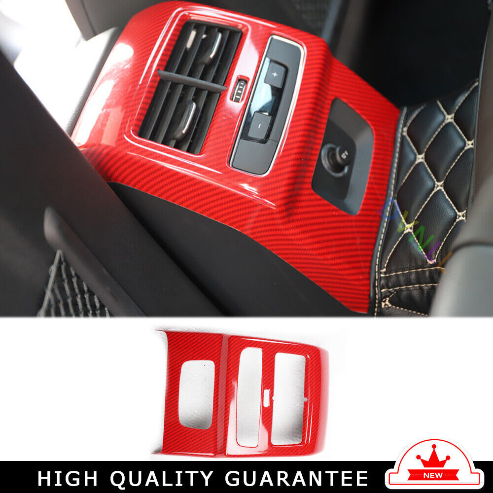Inner Rear Air Outlet Vent Frame Trim Fit for Audi A5 2017-2019 Red Carbon Fiber
