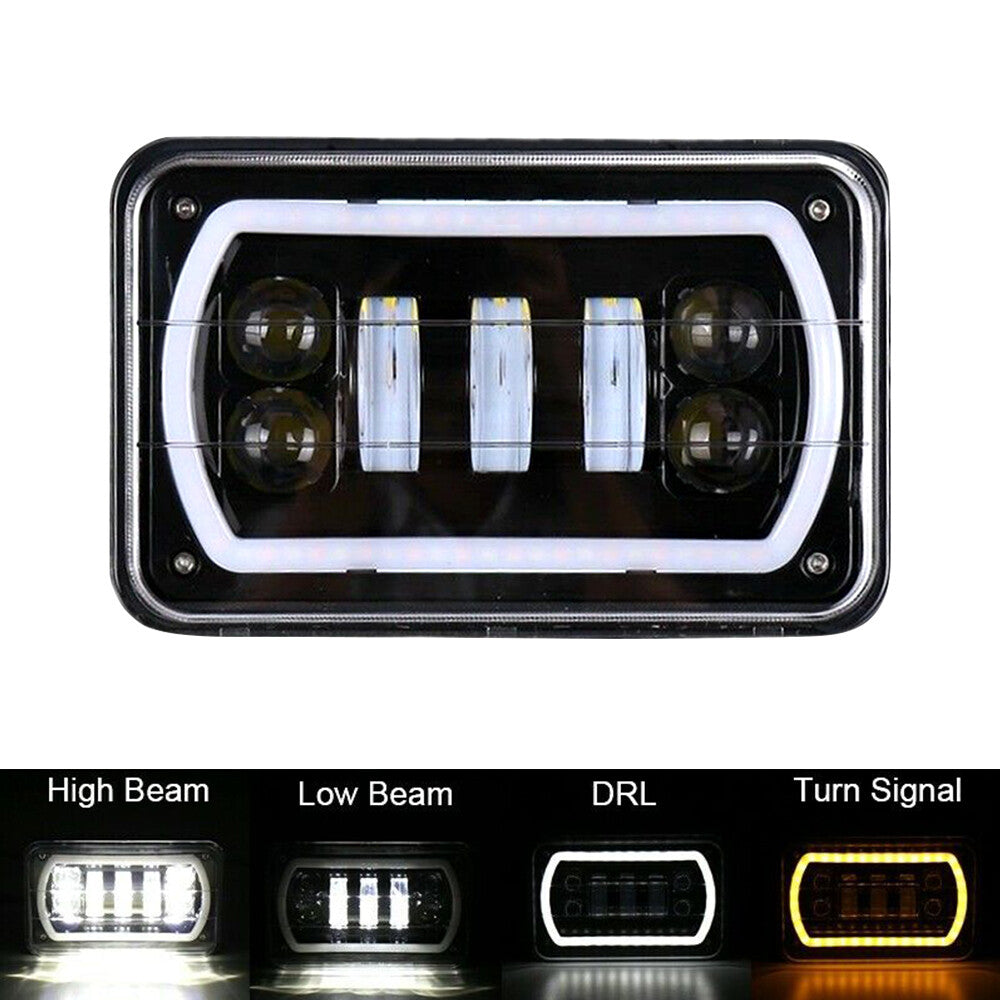 Fits for Mustang Electra LeSabre LED Headlight Hi-Lo Beam DRL Turn Single Light