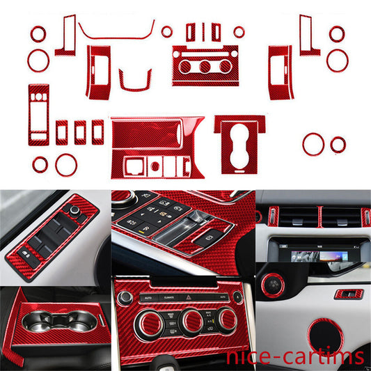42¡ÁRed Carbon Fiber Interior Full Set Trim Kits For LR for Range Rover Sport 2014-17