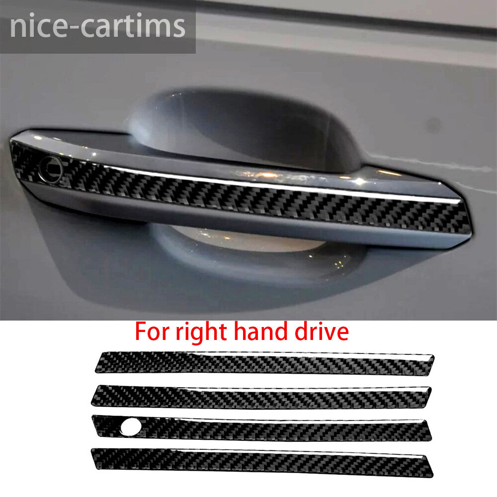 for Audi A4 A4L B9 2017-19 RHD Exterior Side Door Handle Panel Trim Carbon Fiber