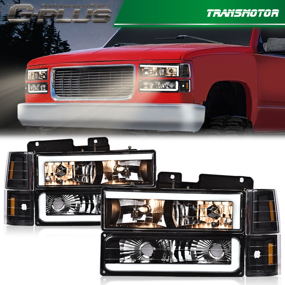 Suitable for Chevrolet for GMC for Sierra C/K Silverado 88-98, black LED headlights.