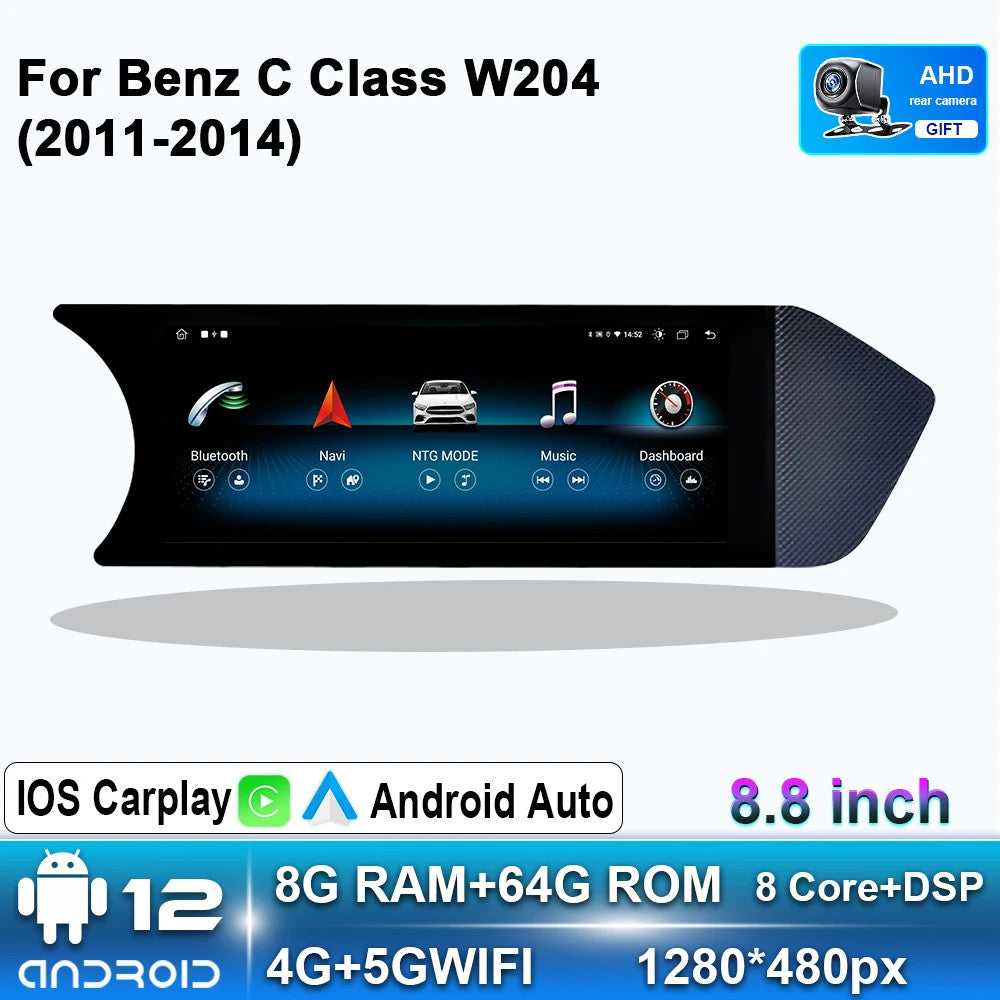 2011-14 for Mercedes for Benz C Class W204 S204 Android CarPlay Car Radio GPS Player