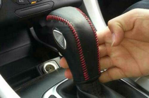 1X Black+Red Leather Shifter Hand Brake Cover Trim for Ford Mondeo Fusion 13-16