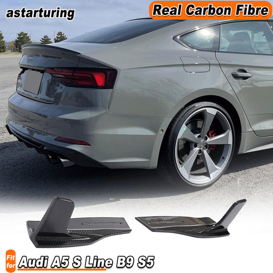 for Audi A5 B9 S Line S5 2017-2020 REAL CARBON Rear Bumper Splitter Fins Canards