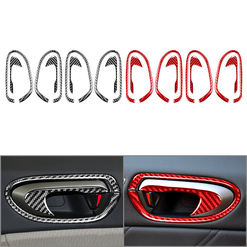 8Pcs Carbon Fiber Interior Door Handle Bowl Trim for Honda for Civic 8th Gen 2006-11