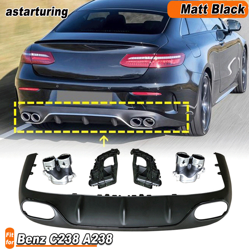 for Benz C238 A238 E400 E500 Sport 2017-2020 Matt Black Rear Bumper Diffuser Lip