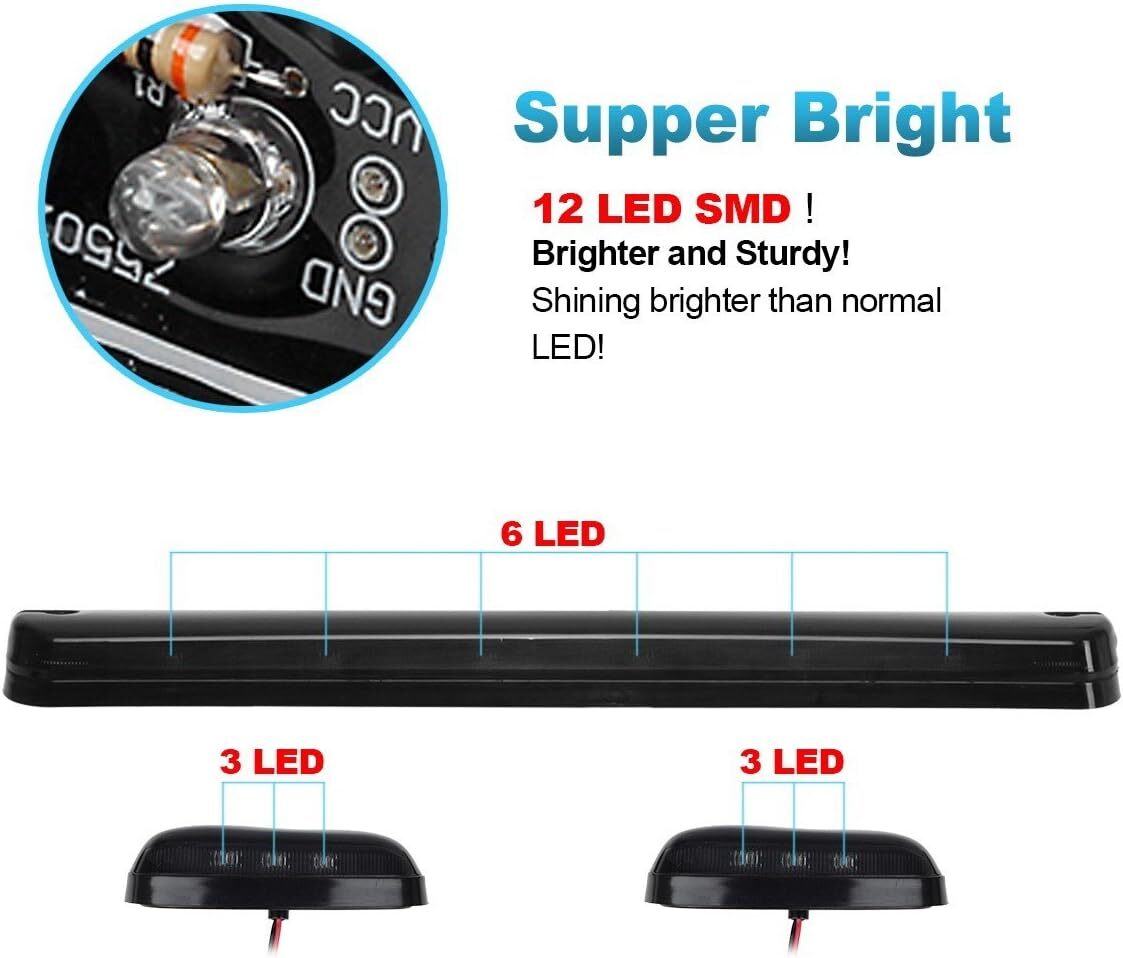 Full Set Amber Cab Roof Top Marker LED Lights For 07-14 for Chevy for GMC 1500 2500 3500