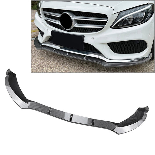 for Mercedes-Benz C Class 15-18 Carbon Black Front Bumper Lip Splitter Spoiler