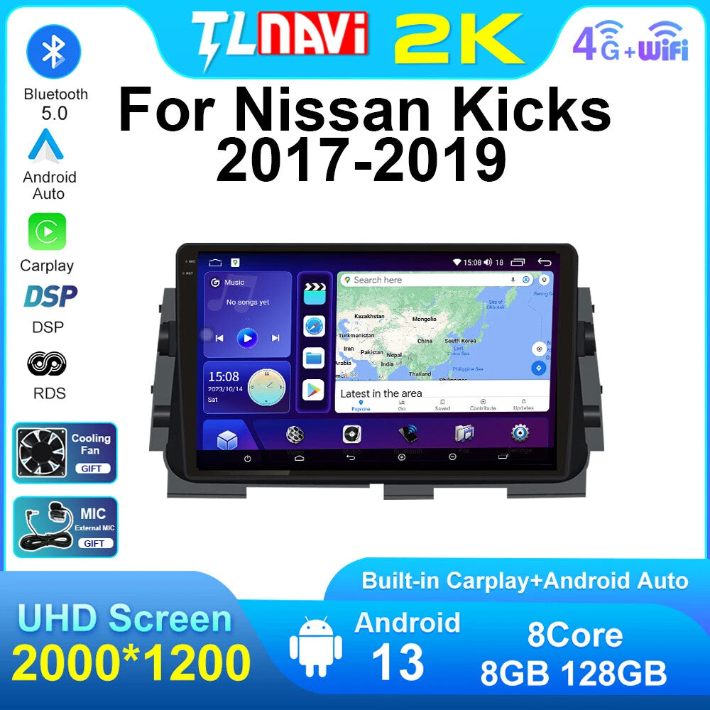 for Nissan Kicks 2017-2019 Car GPS Navi Multimedia Player Radio System Screen 4G